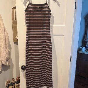 Nike Black and Pink Striped Maxi Dress